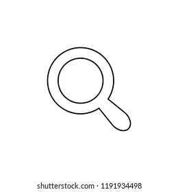 Magnifying glass line. Vector abstract sign or emblem. Outline pictogram on white background