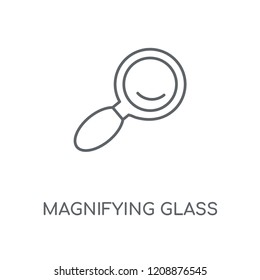 Magnifying glass linear icon. Magnifying glass concept stroke symbol design. Thin graphic elements vector illustration, outline pattern on a white background, eps 10.