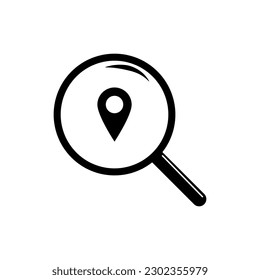 Magnifying glass with location icon isolate on white background.
