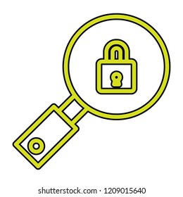  Magnifying Glass Lock Vector Icon