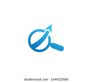 Magnifying glass logo arrow finance vector 