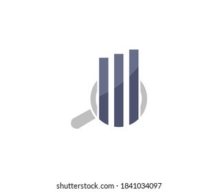 Magnifying glass logo business chart vector icon 