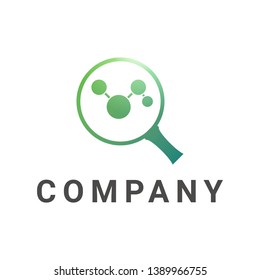 magnifying glass logo, circle connected in the glass.
