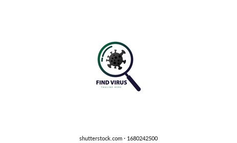 magnifying glass logo design combined with a virus (corona). vector