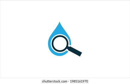 Magnifying glass logo design combined with water drop. vector illustration symbol
