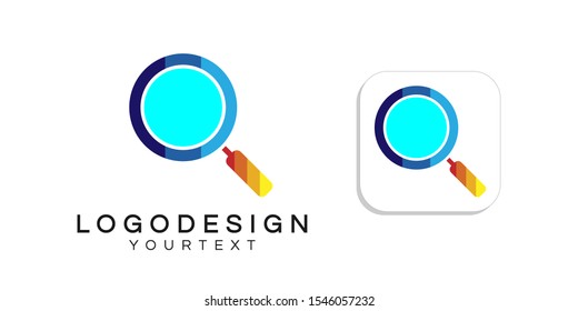 magnifying glass logo design. icon app smartphone color full