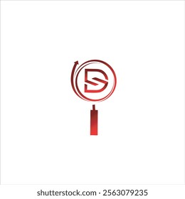 Magnifying Glass logo in gradient red color and white background