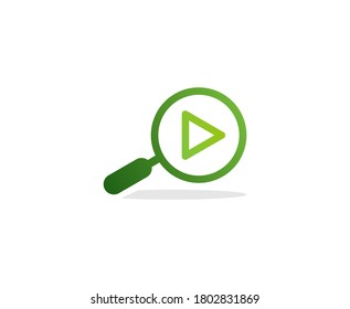 Magnifying glass logo play symbol 