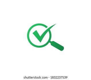 Magnifying glass logo search check mark vector 