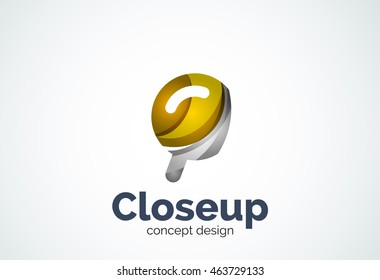 Magnifying glass logo template, abstract elegant business icon