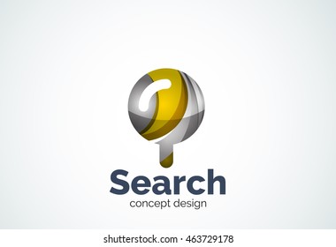 Magnifying glass logo template, abstract elegant business icon