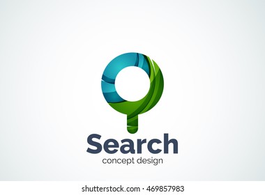 Magnifying glass logo template, abstract elegant business icon