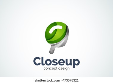 Plantilla de logotipo de cristal de ampliación, icono comercial elegante abstracto