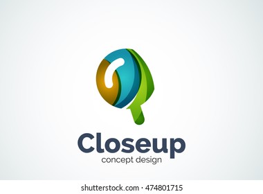 Magnifying glass logo template, abstract elegant business icon