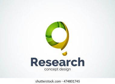 Magnifying glass logo template, abstract elegant business icon