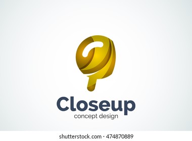 Magnifying glass logo template, abstract elegant business icon