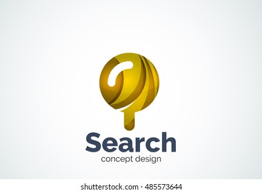 Magnifying glass logo template, abstract elegant business icon