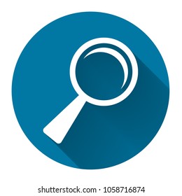 Magnifying glass with long shadow black,Simple design style.vector illustration
