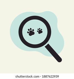 Magnifying glass looking for cat footprints icon design vector illustration