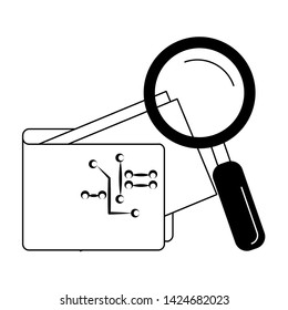 Magnifying glass looking cryptocurrency wallet symbol vector illustration graphic design