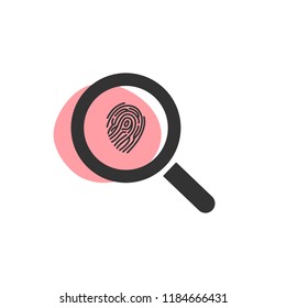 Magnifying glass looking for a fingerprint isolated web icon