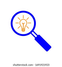 Magnifying glass looking for an idea isolated web icon