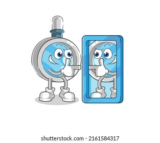 the magnifying glass looking into mirror cartoon. cartoon mascot vector