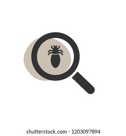 Magnifying Glass Looking For A Lice Isolated Web Icon