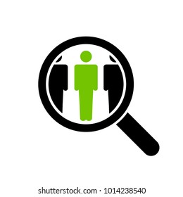 Magnifying glass looking for people icon, vector illustration. Loupe, lupe, search, zoom tool.
