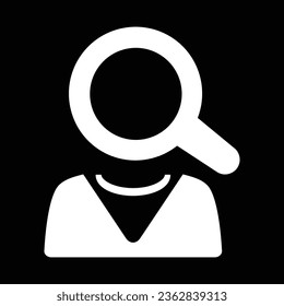 Magnifying glass looking for people icon, employee search symbol concept, headhunting, staff selection, vector illustration