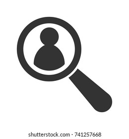 Magnifying Glass Looking For People Icon. Recruitment Icon. Vector Illustration. Eps 10.