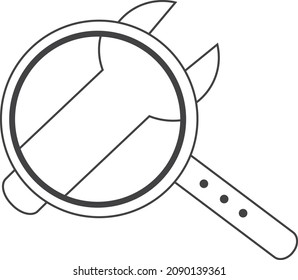 
magnifying glass, loupe with handle, wrench