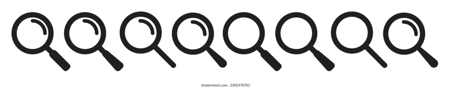 Magnifying glass loupe icon set. Search symbols for apps and websites. 