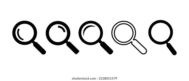 Magnifying glass loupe icon set vector