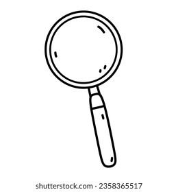 Magnifying glass or loupe isolated on white background. Vector hand-drawn illustration in doodle style. Perfect for logo, decorations, various designs.