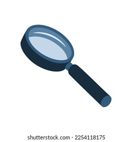 Magnifying glass or lupe. Hand drawn vector illustration isolated on white background, modern flat cartoon style.