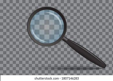 Magnifying glass. Magnifier with 3D zoom Search lens. A realistic tool to review. Vector illustration.