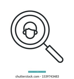 magnifying glass with a man icon vector illustration logo template for many purpose. Isolated on white background.