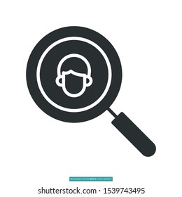 magnifying glass with a man icon vector illustration logo template for many purpose. Isolated on white background.