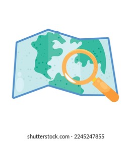 magnifying glass and map isolated design