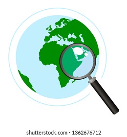 Magnifying glass Map Search. Vector illustration on white background.