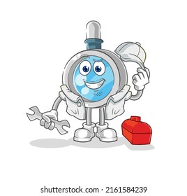 the magnifying glass mechanic cartoon. cartoon mascot vector