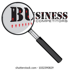 Magnifying glass is a metaphor for finding competitors in business