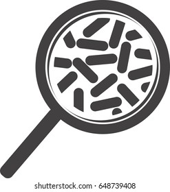 Magnifying glass with microbes