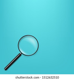 Magnifying Glass In Mint Background With Gradient Mesh, Vector Illustration