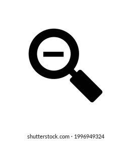 Magnifying glass and minus sign vector icon, isolated on white background