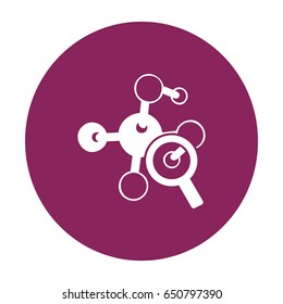 Vidrio y molécula de aumento. Icono plano. Ilustración del vector