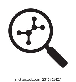 Magnifying glass with molecule icon, Magnifier and chemistry icon, vector illustration isolated on white background.