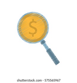 magnifying glass money related icon, vector illustration design