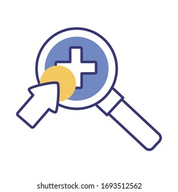 magnifying glass with mouse cursor line style vector illustration design